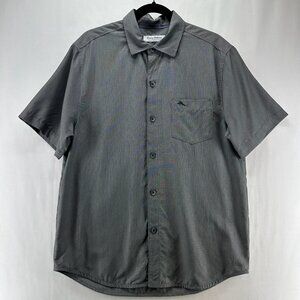 Tommy Bahama Shirt Mens M Coconut Point Micro Check IslandZone Button Up Gray